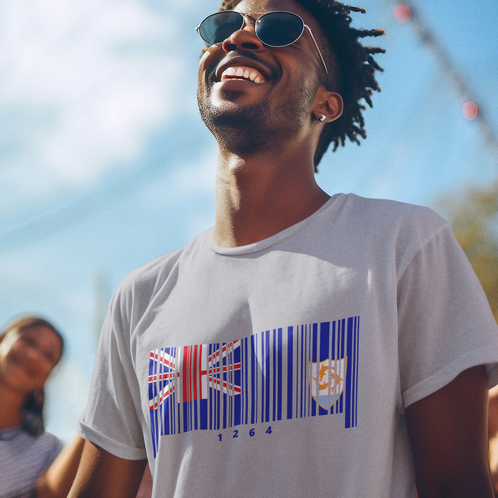 Anguilla Flag Barcode - Men's Heavyweight T-Shirt