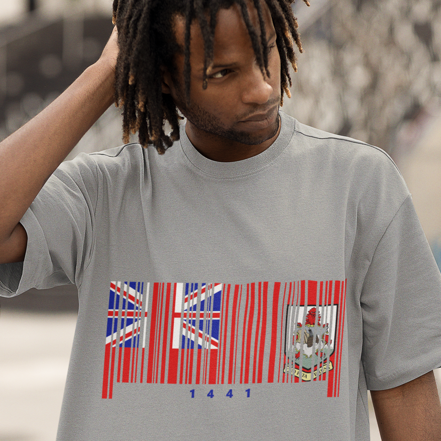 Bermuda Flag Barcode - Men's Heavyweight T-Shirt