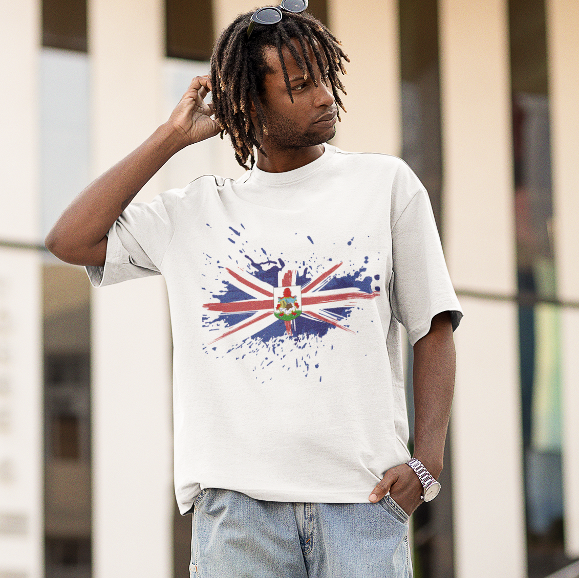 Bermuda Flag Paint - Men's Short-Sleeve Heavyweight T-Shirt