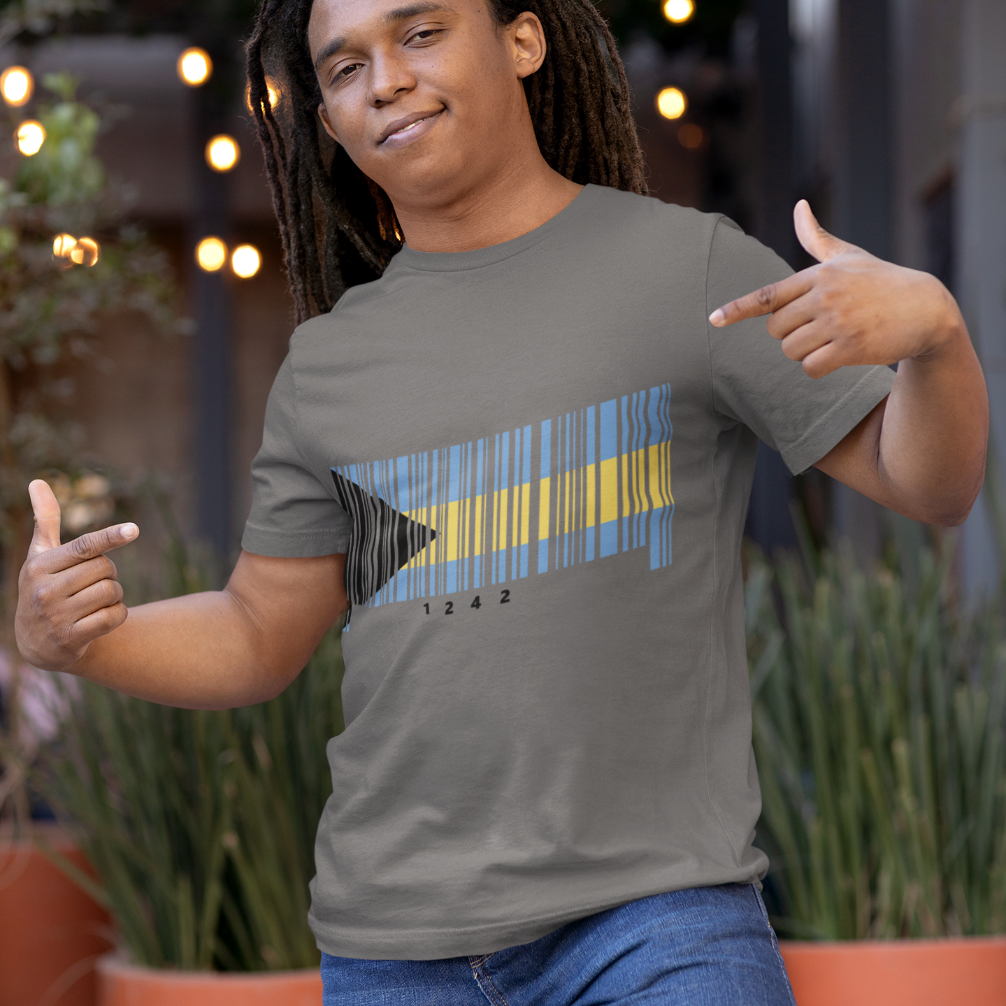 Bahamas Flag Barcode - Men's Heavyweight T-Shirt