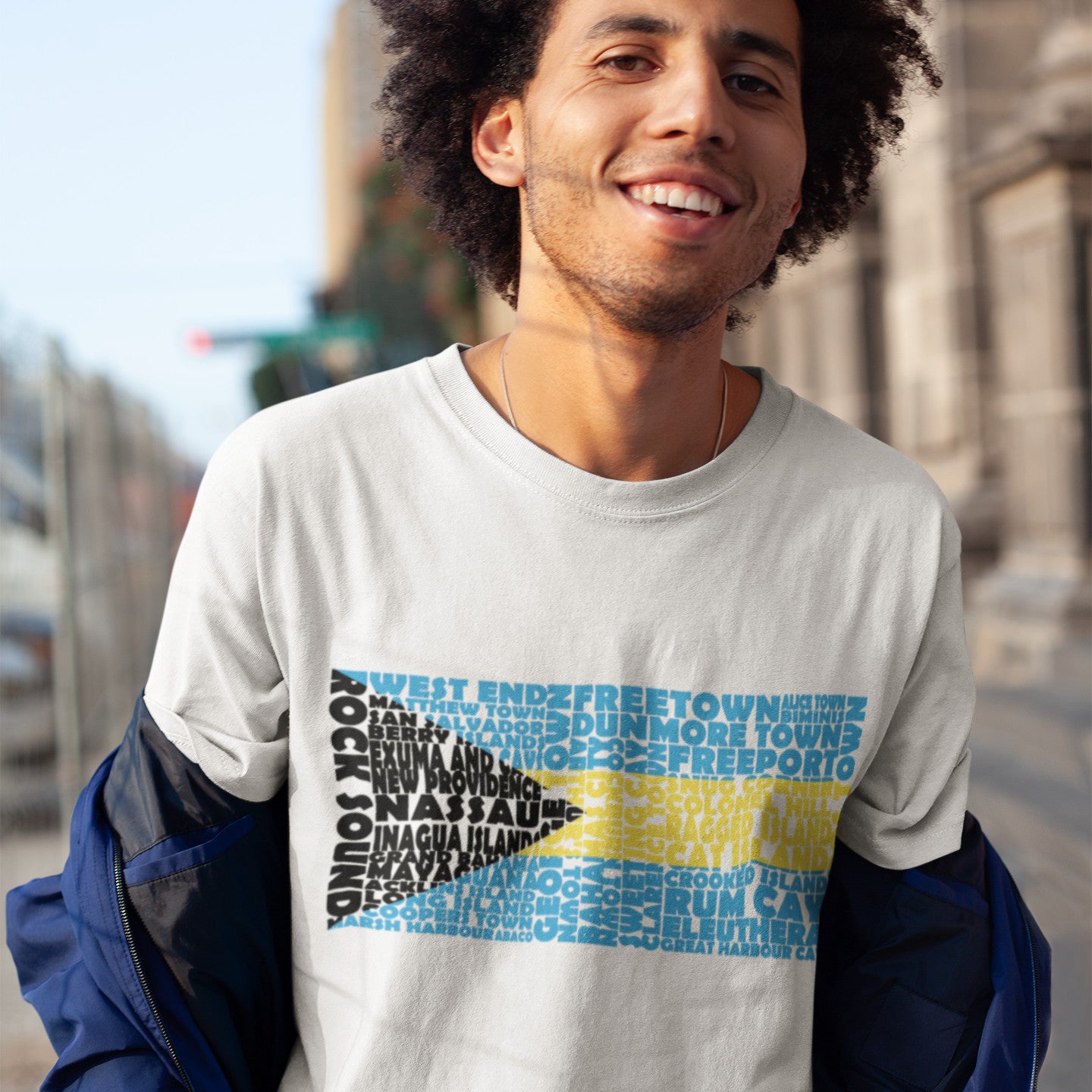 Bahamas Flag Stencil - Men's Short-Sleeve Heavyweight T-Shirt