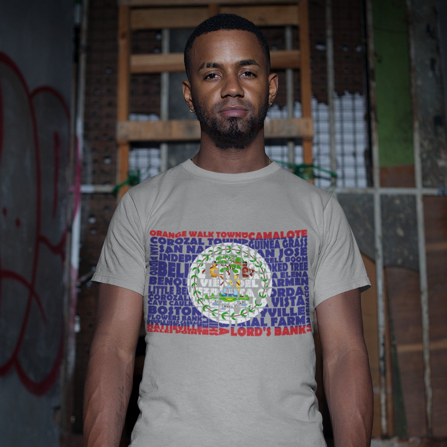 Belize Flag Stencil - Men's Short-Sleeve Heavyweight T-Shirt