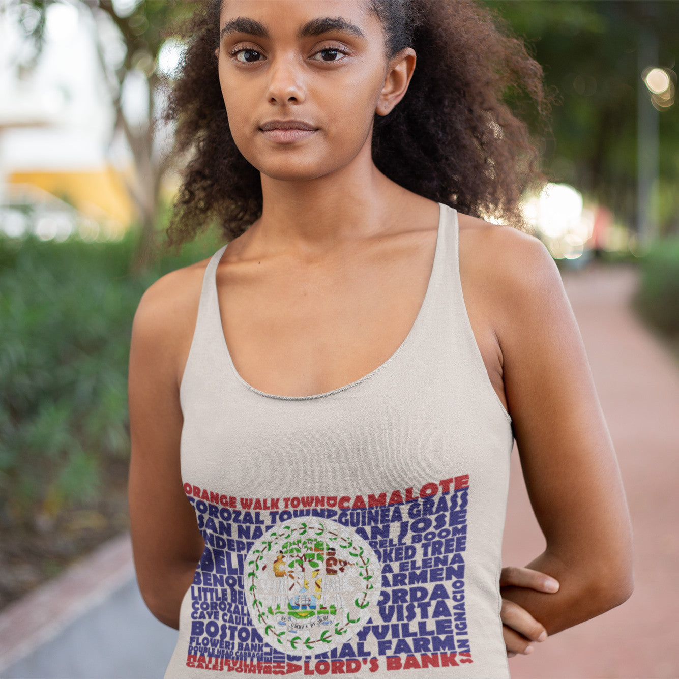 Belize Flag Stencil - Women's Tank Top - Properttees