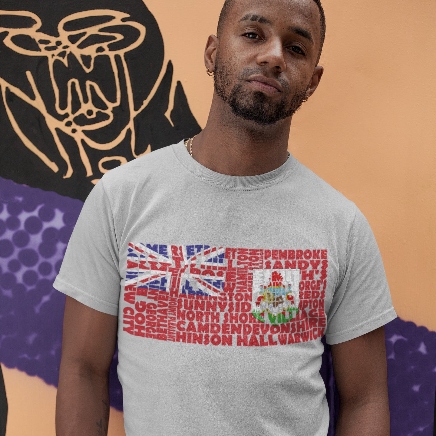 Bermuda Flag Stencil - Men's Short-Sleeve Heavyweight T-Shirt