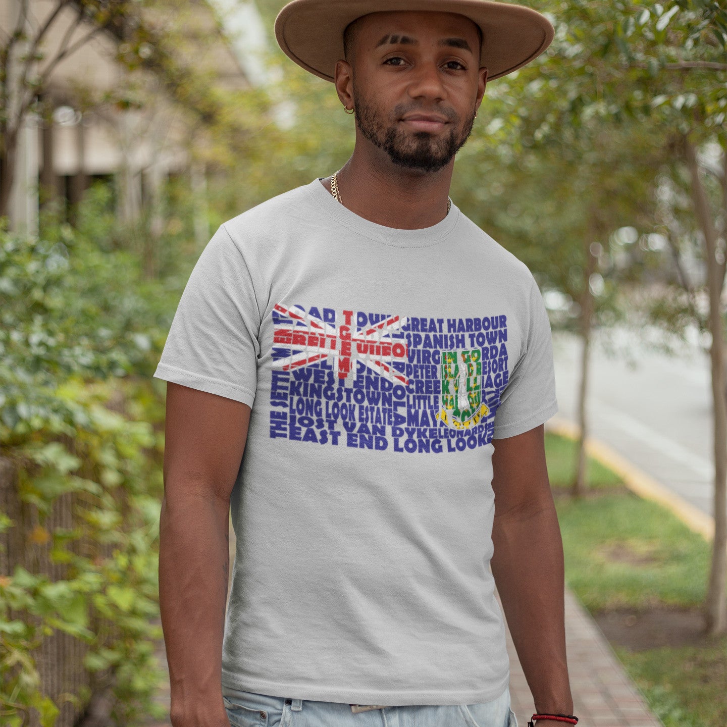 British Virgin Islands Flag Stencil - Men's Short-Sleeve Heavyweight T-Shirt