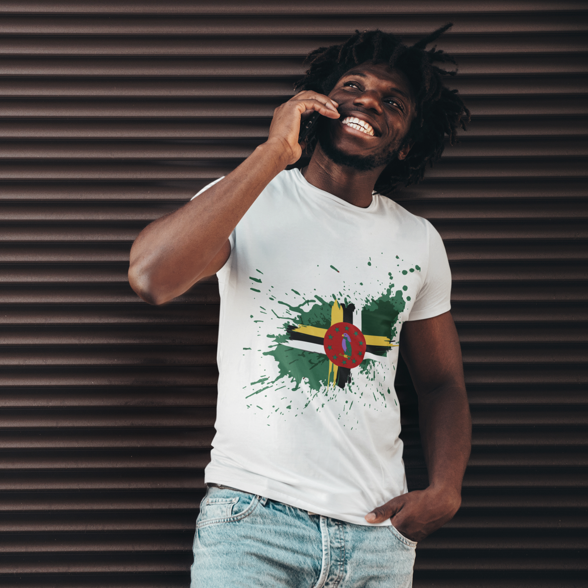 Dominica Flag Paint - Men's Short-Sleeve Heavyweight T-Shirt