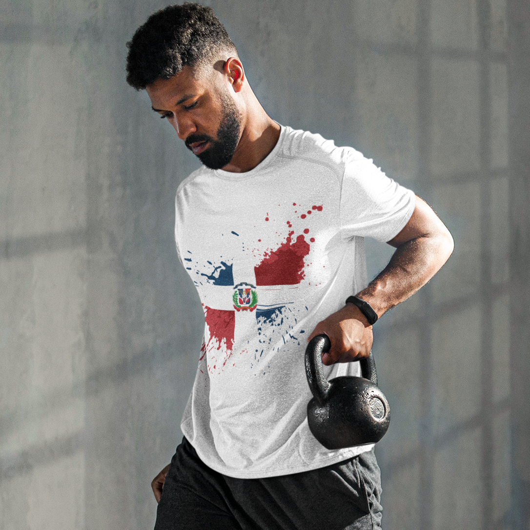 Dominican Republic Flag Paint - Men's Short-Sleeve Heavyweight T-Shirt
