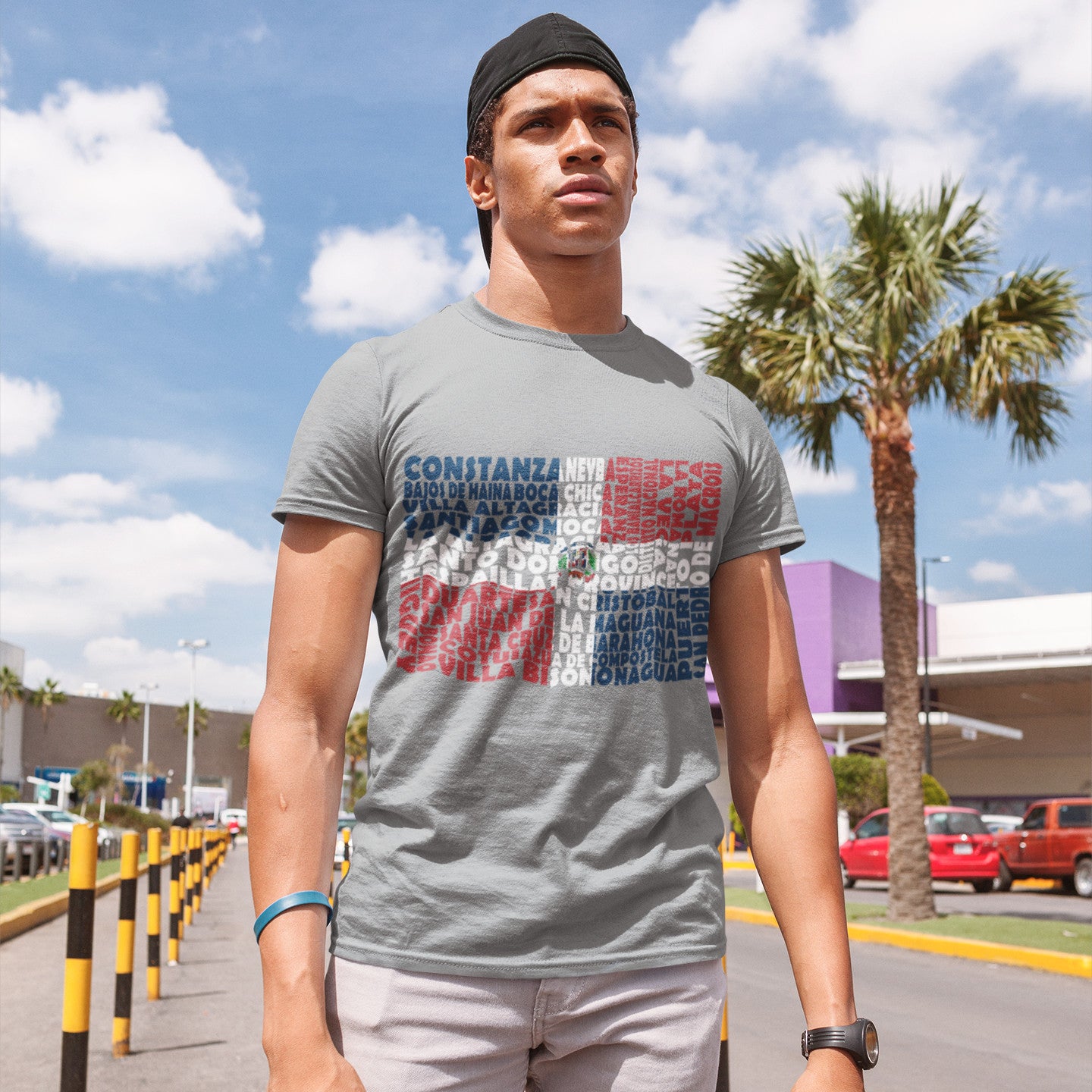 Dominican Republic Flag Stencil - Men's Short-Sleeve Heavyweight T-Shirt