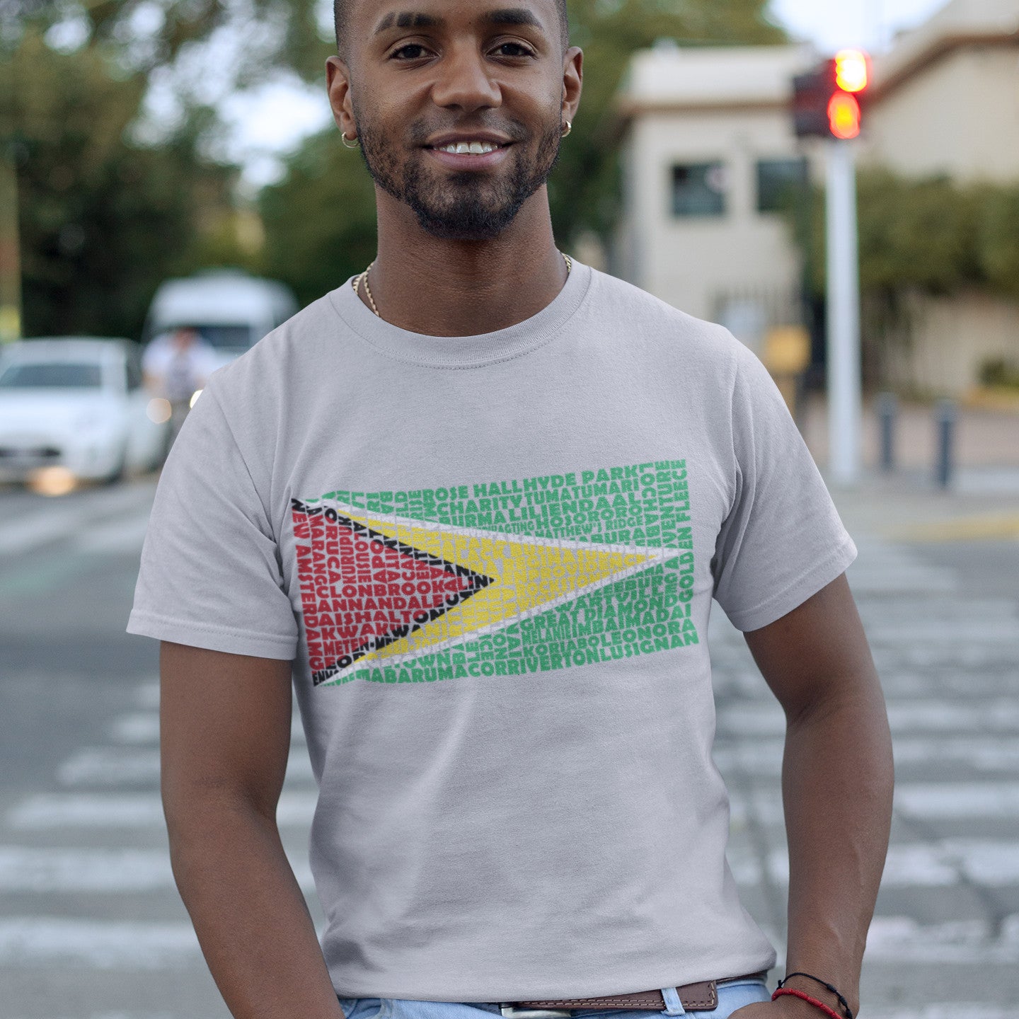 Guyana Flag Stencil - Men's Short-Sleeve Heavyweight T-Shirt