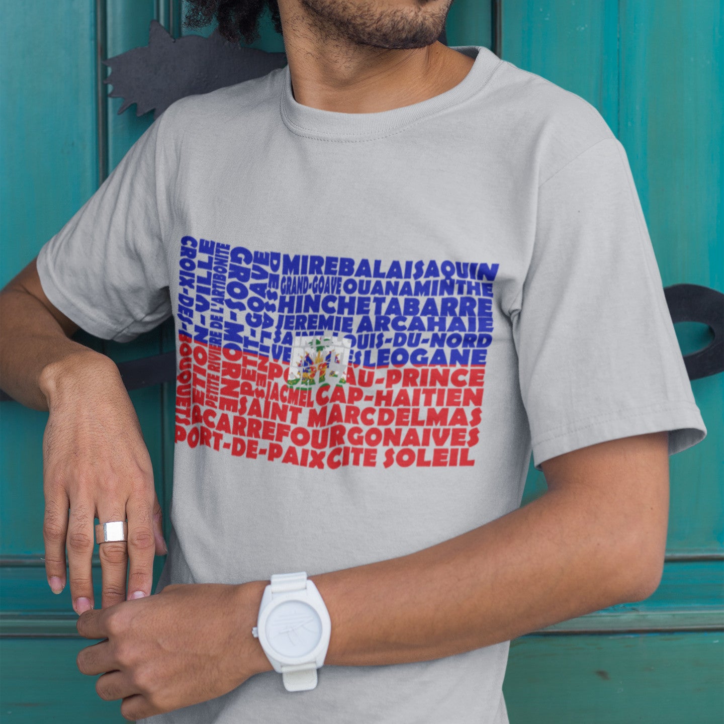 Haiti Flag Stencil - Men's Short-Sleeve Heavyweight T-Shirt
