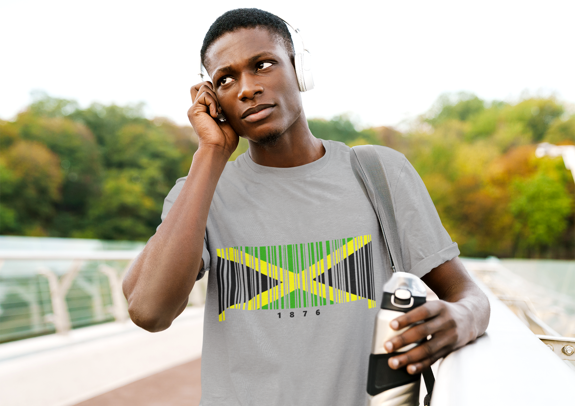 Jamaica Flag Barcode - Men's Heavyweight T-Shirt
