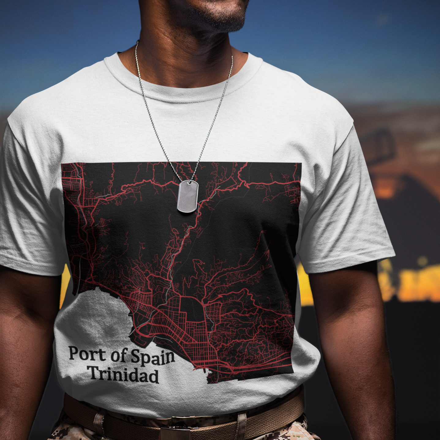 Trinidad Port of Spain Map - Men's Heavyweight T-shirt