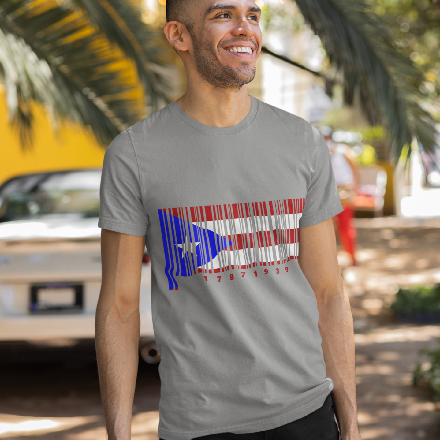Puerto Rico Flag Barcode - Men's Heavyweight T-Shirt