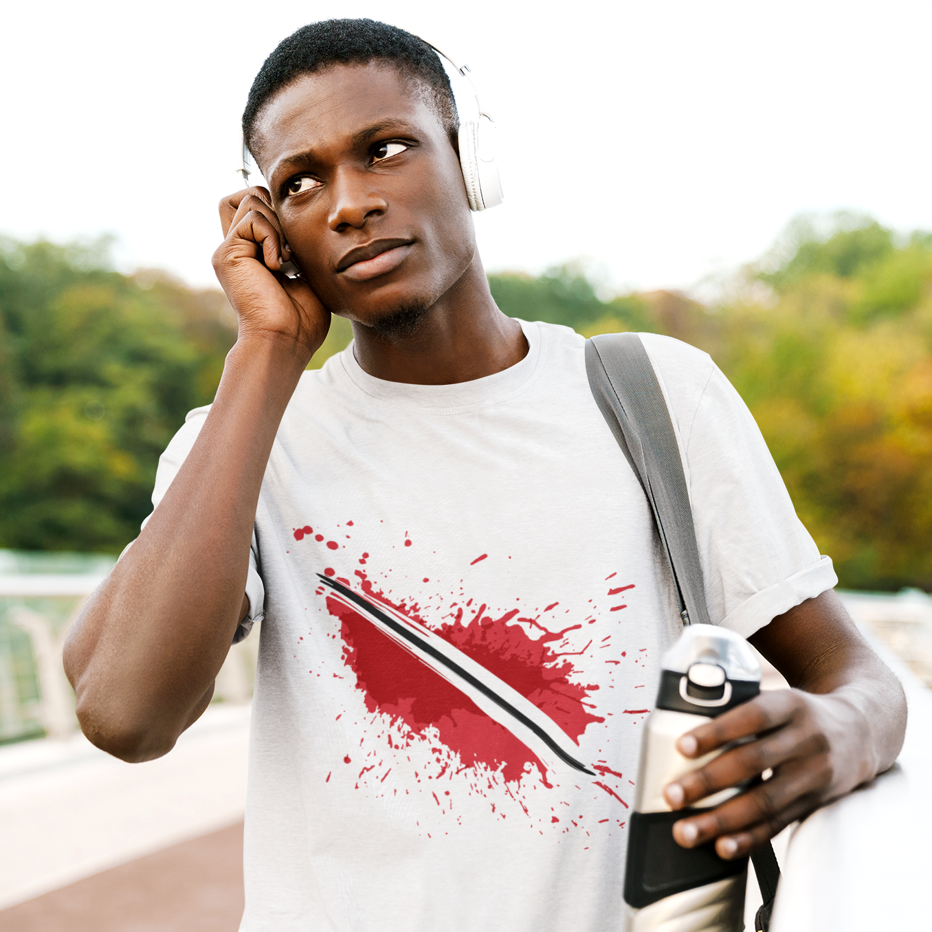 Trinidad and Tobago Flag Paint - Men's Short-Sleeve Heavyweight T-Shirt
