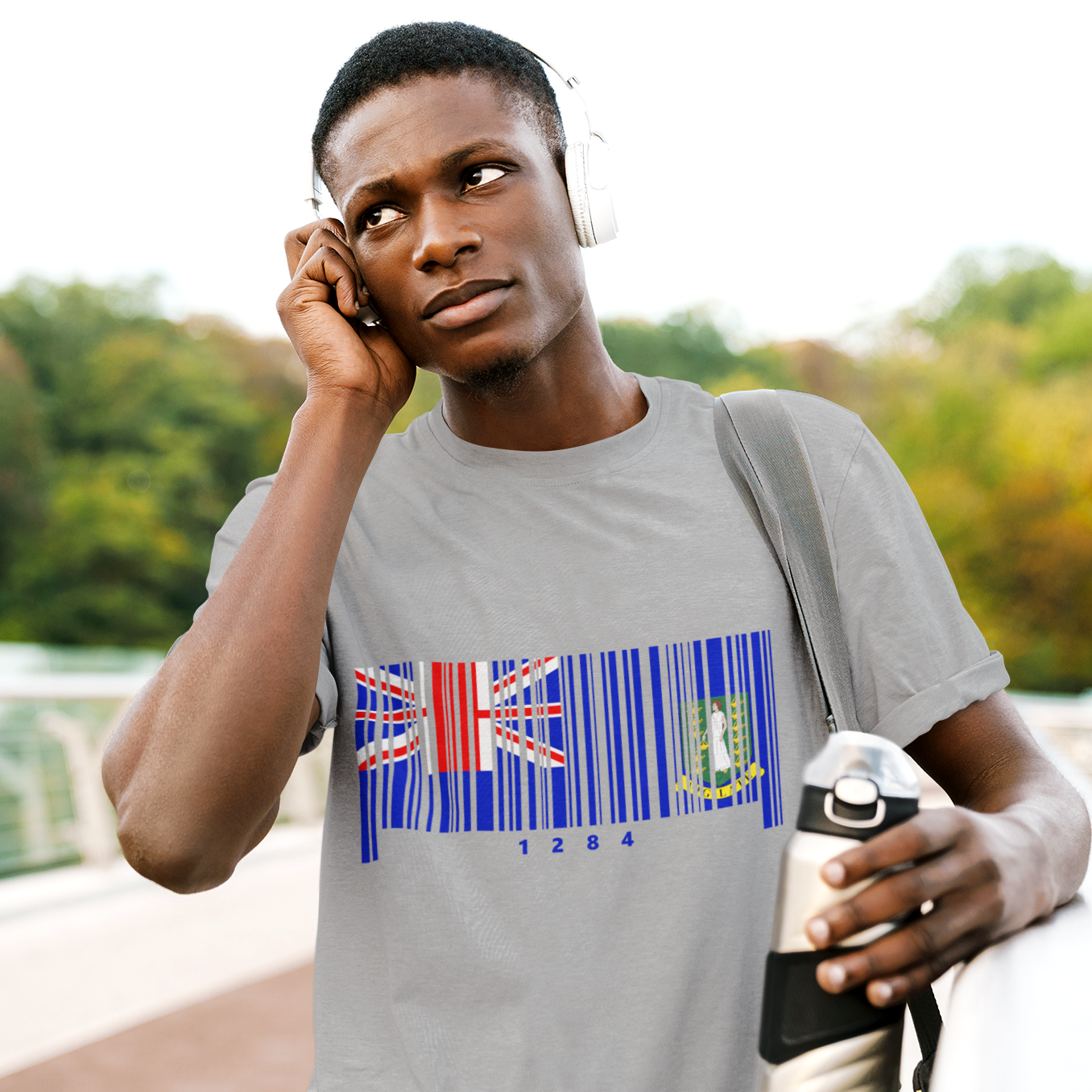British Virgin Islands Flag Barcode - Men's Heavyweight T-Shirt