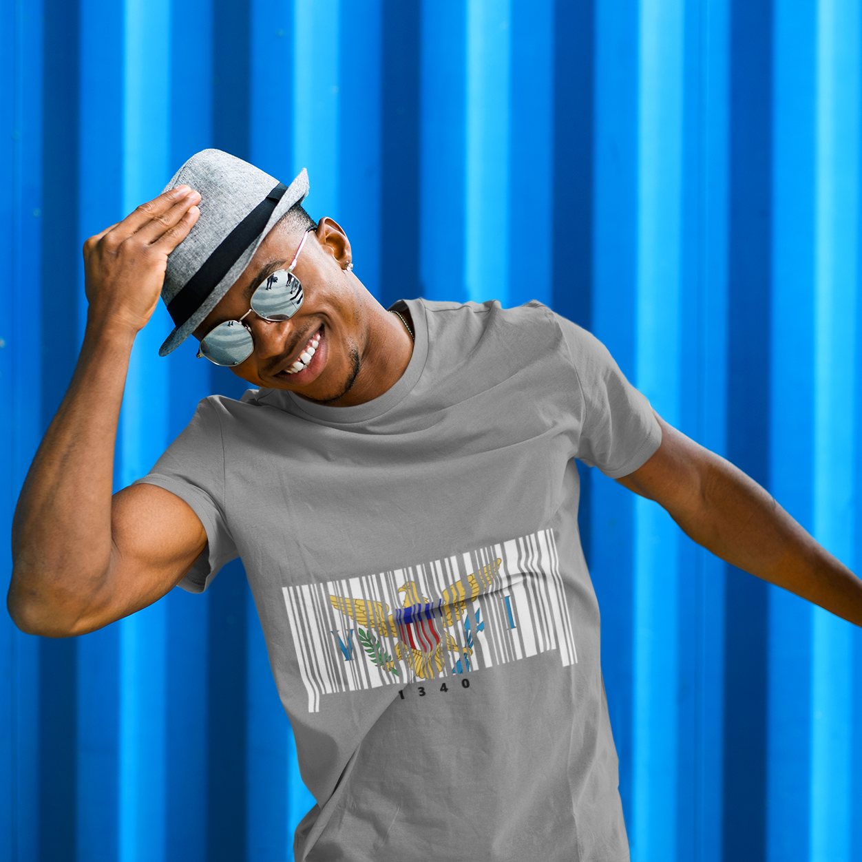 US Virgin Islands Flag Barcode - Men's Heavyweight T-Shirt