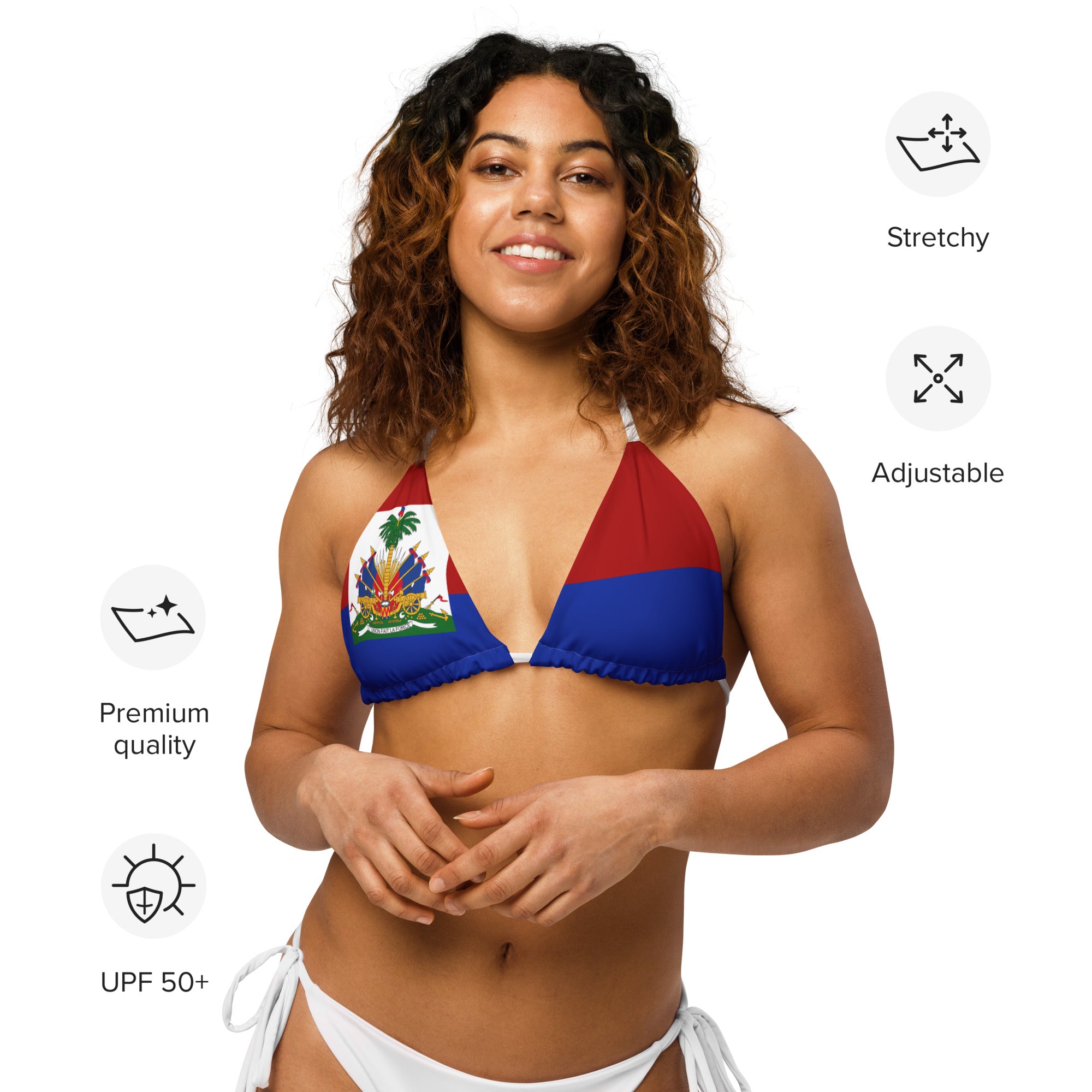 Haiti Flag - String Bikini Top