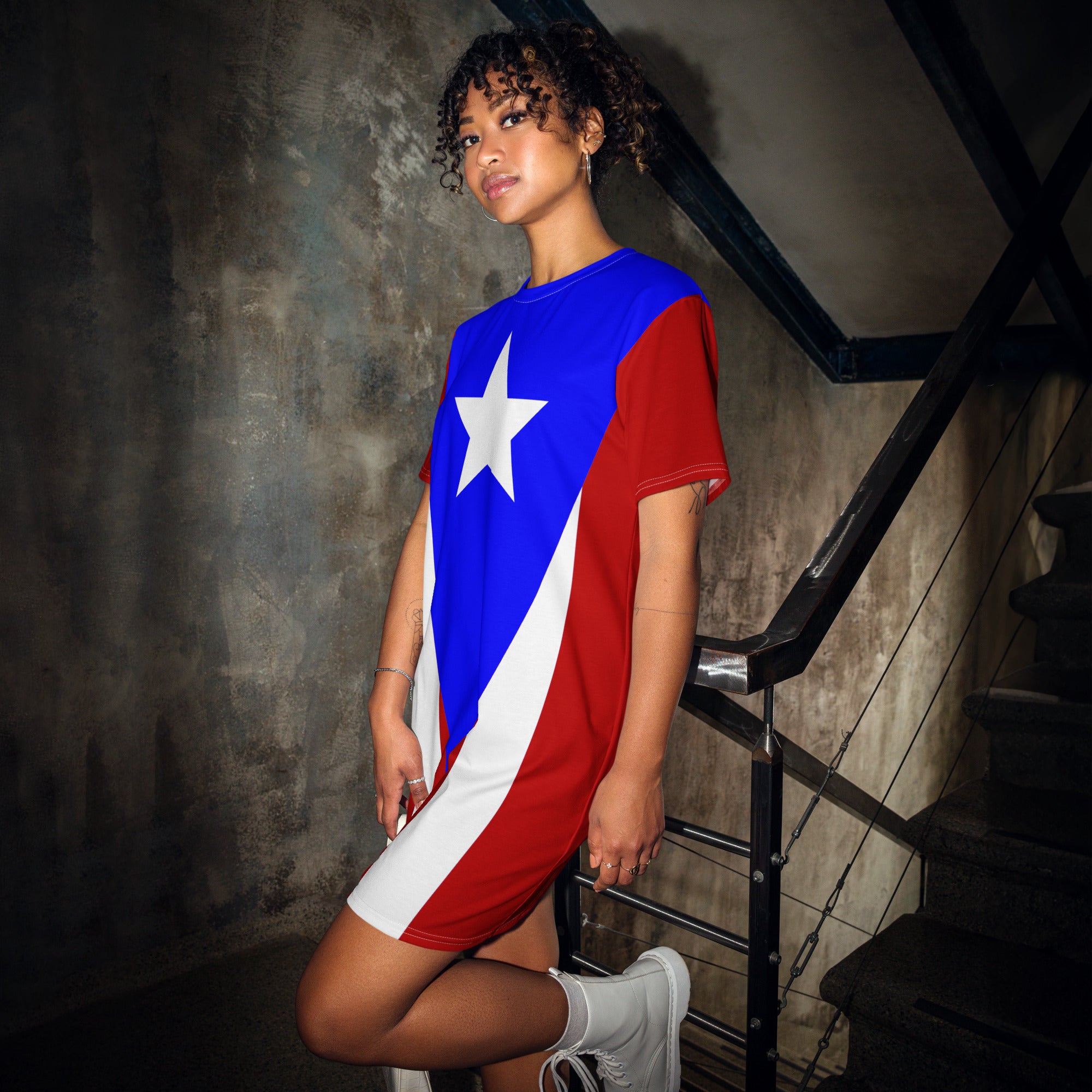 Puerto Rico Flag - T-shirt dress - Properttees Puerto Rico Flag - T-shirt dress - Properttees