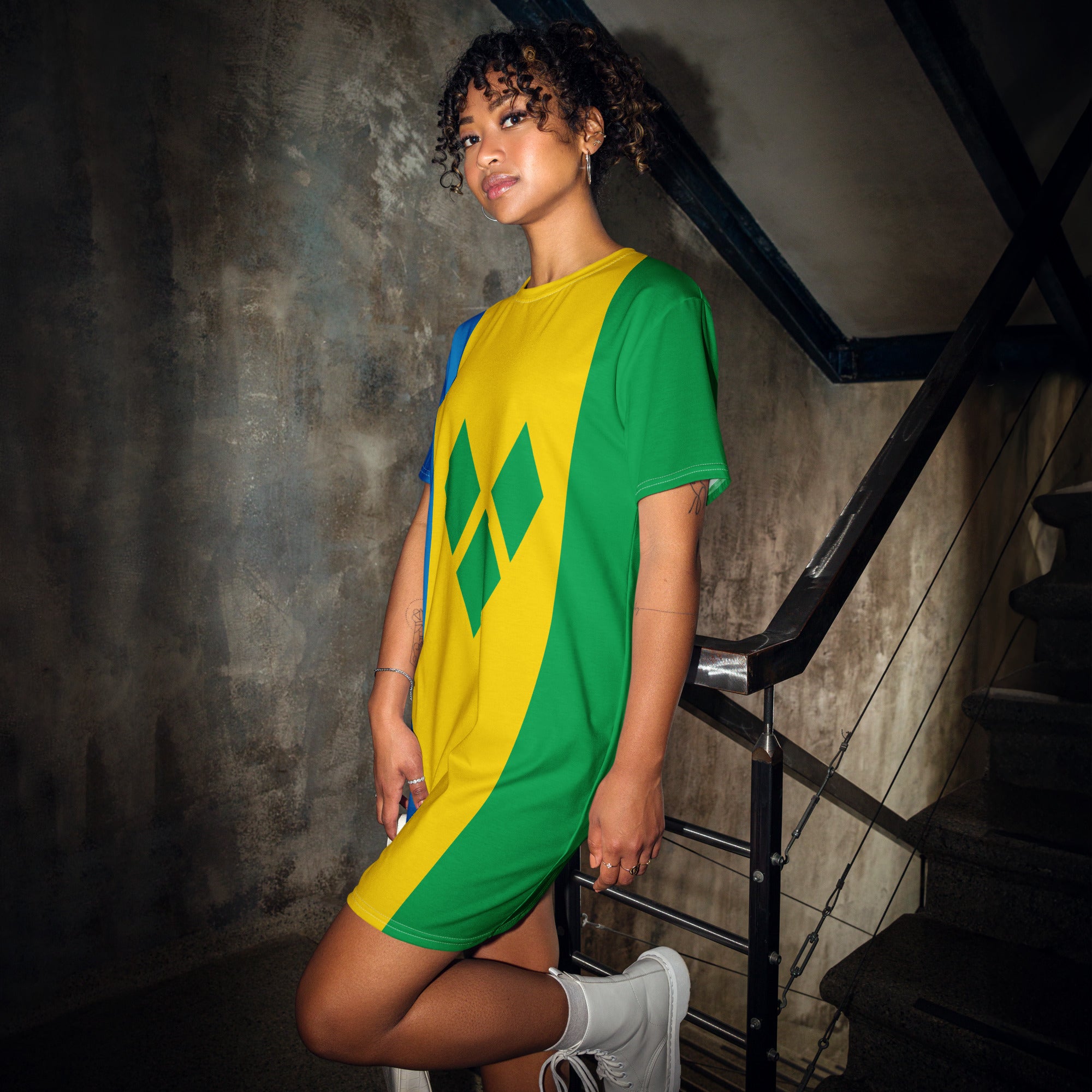 black and green t shirt dress Malelions Women Kiki T-Shirt Dress - Black/Bright Green