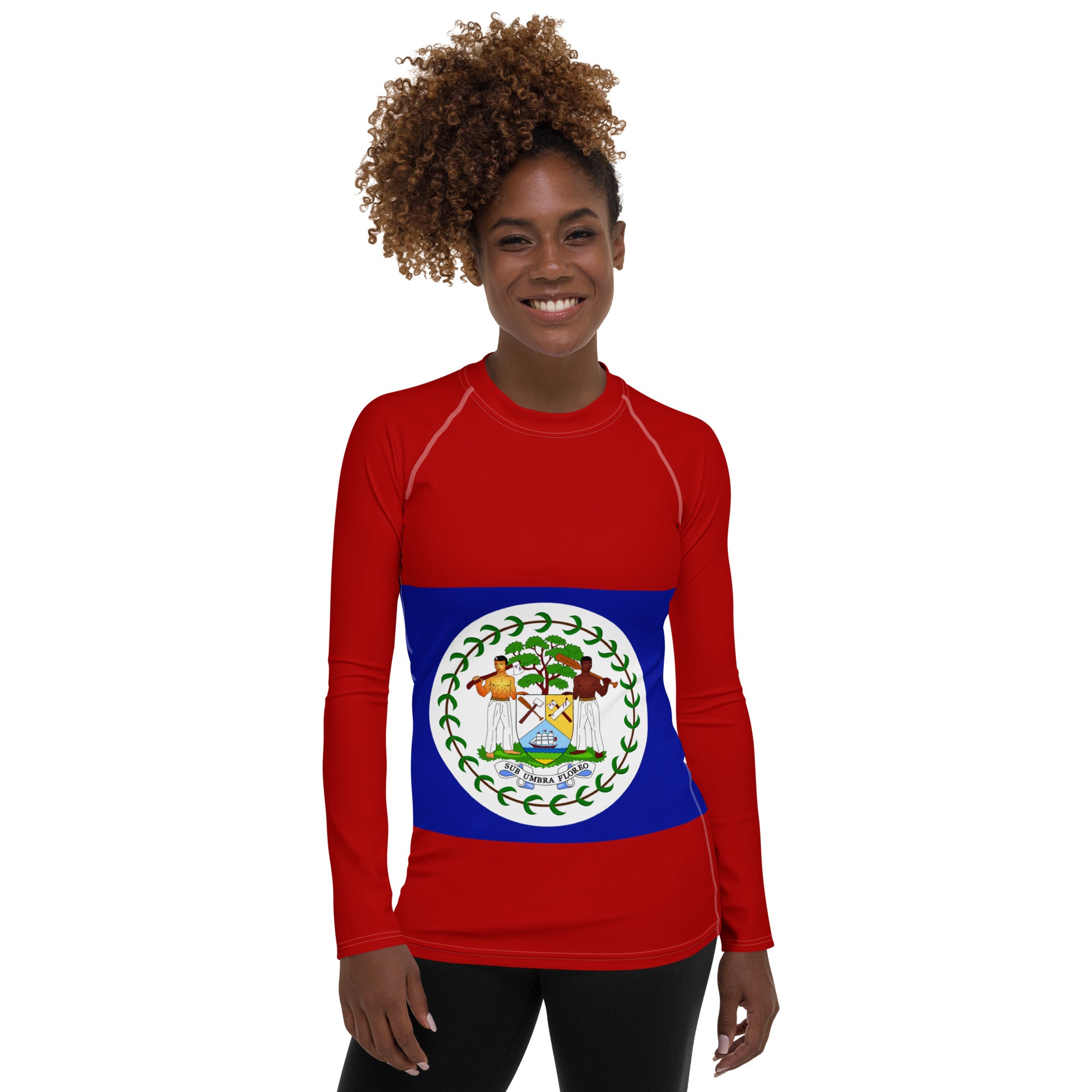 Jermiah Rash Belize Belize Flag - Women's Long Sleeve Rash Guard - Properttees