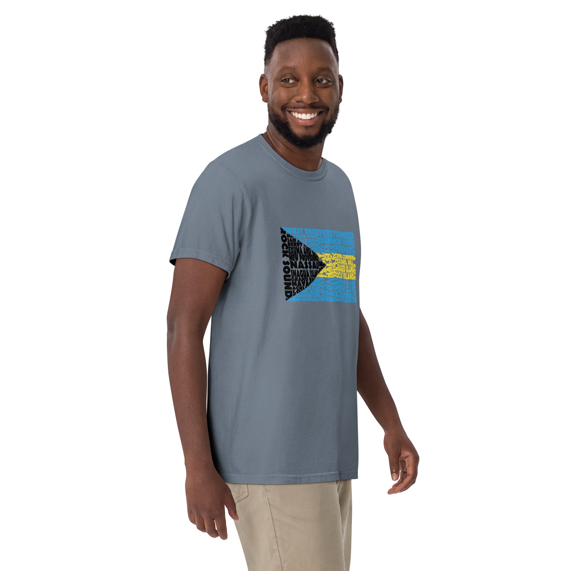 Bahamas Flag Stencil - Men's Short-Sleeve Heavyweight T-Shirt
