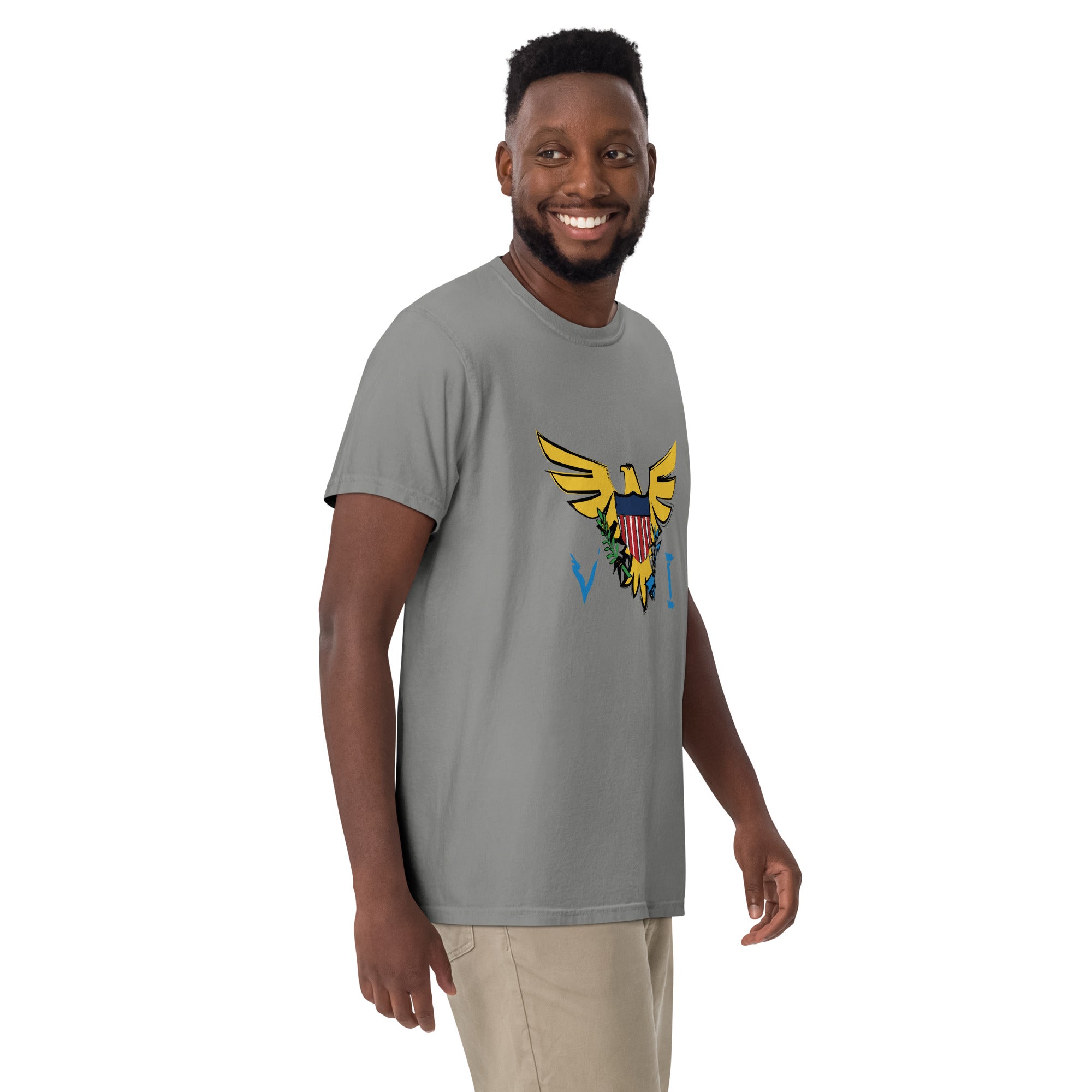US Virgin Islands Flag Paint - Men's Short-Sleeve Heavyweight T-Shirt