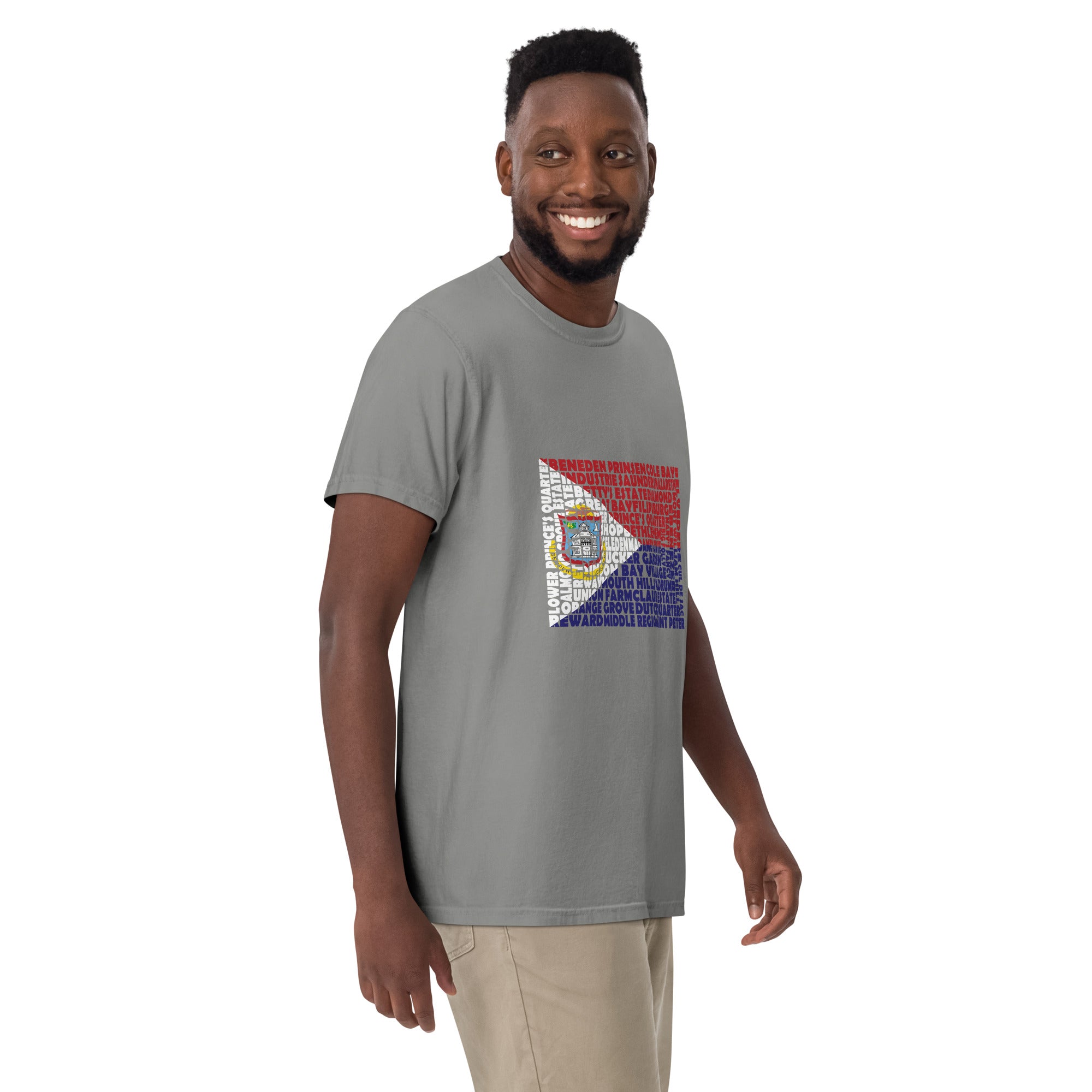 Sint Maarten Flag Stencil - Men's Short-Sleeve Heavyweight T-Shirt