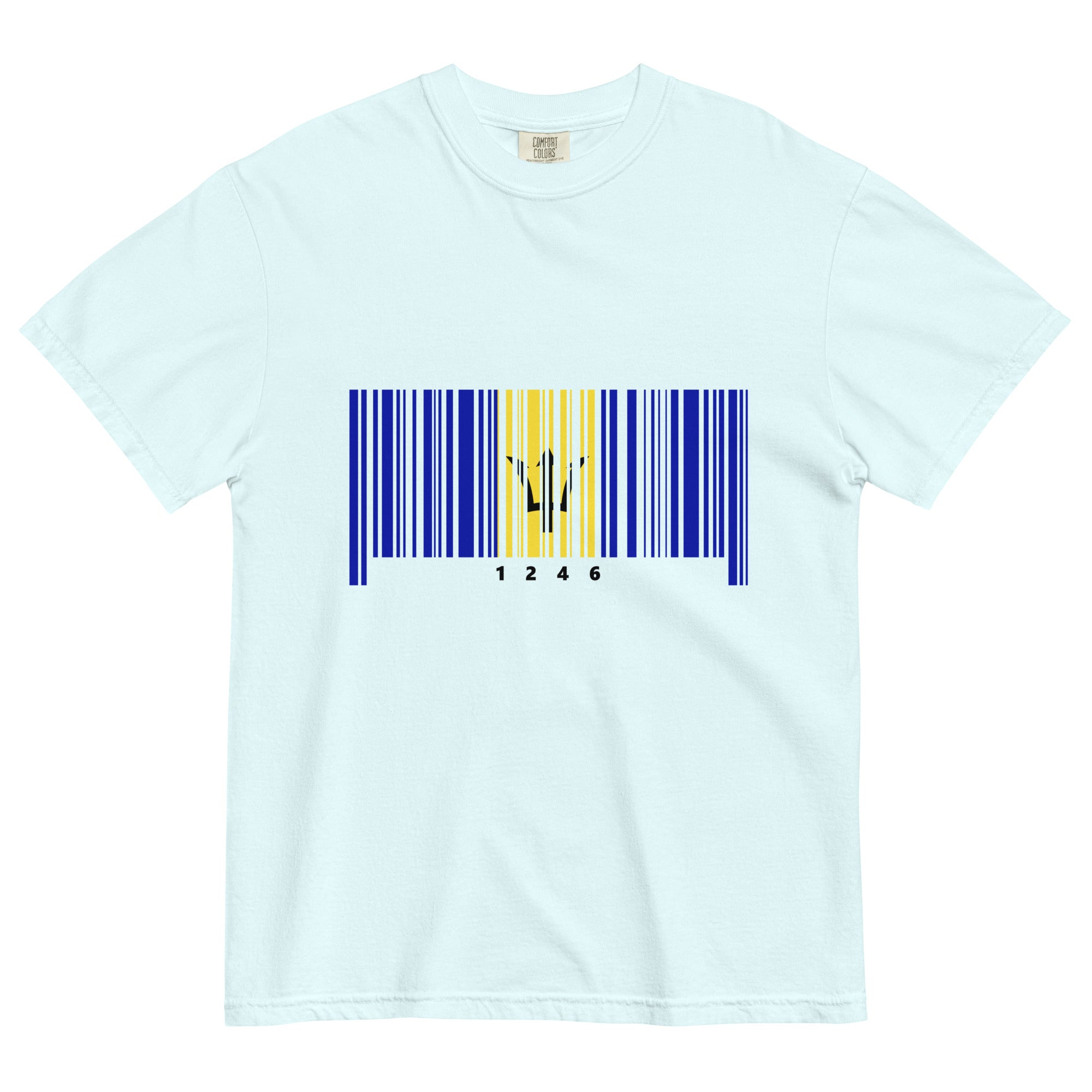 Barbados Flag Barcode - Men's Heavyweight T-Shirt