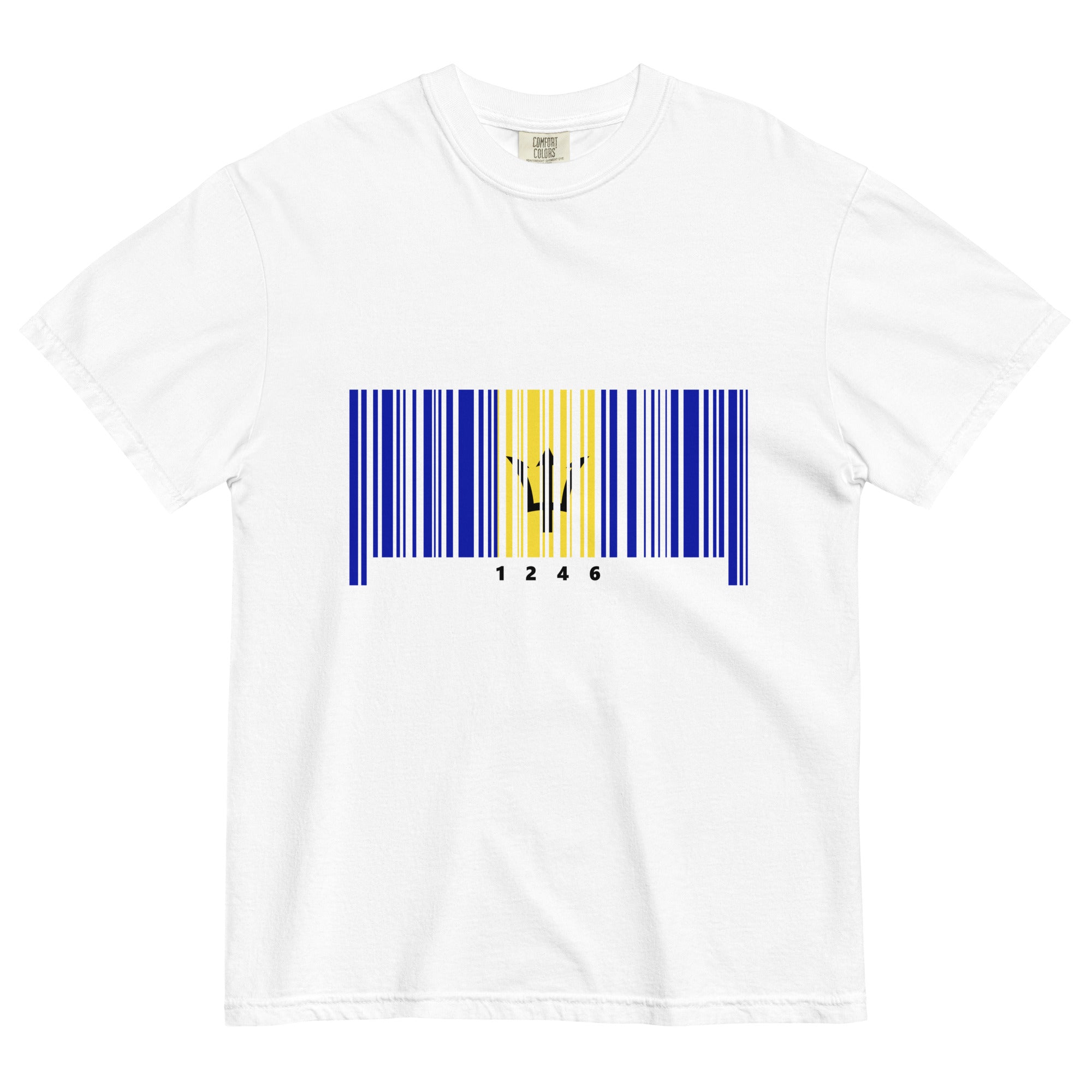 Barbados Flag Barcode - Men's Heavyweight T-Shirt