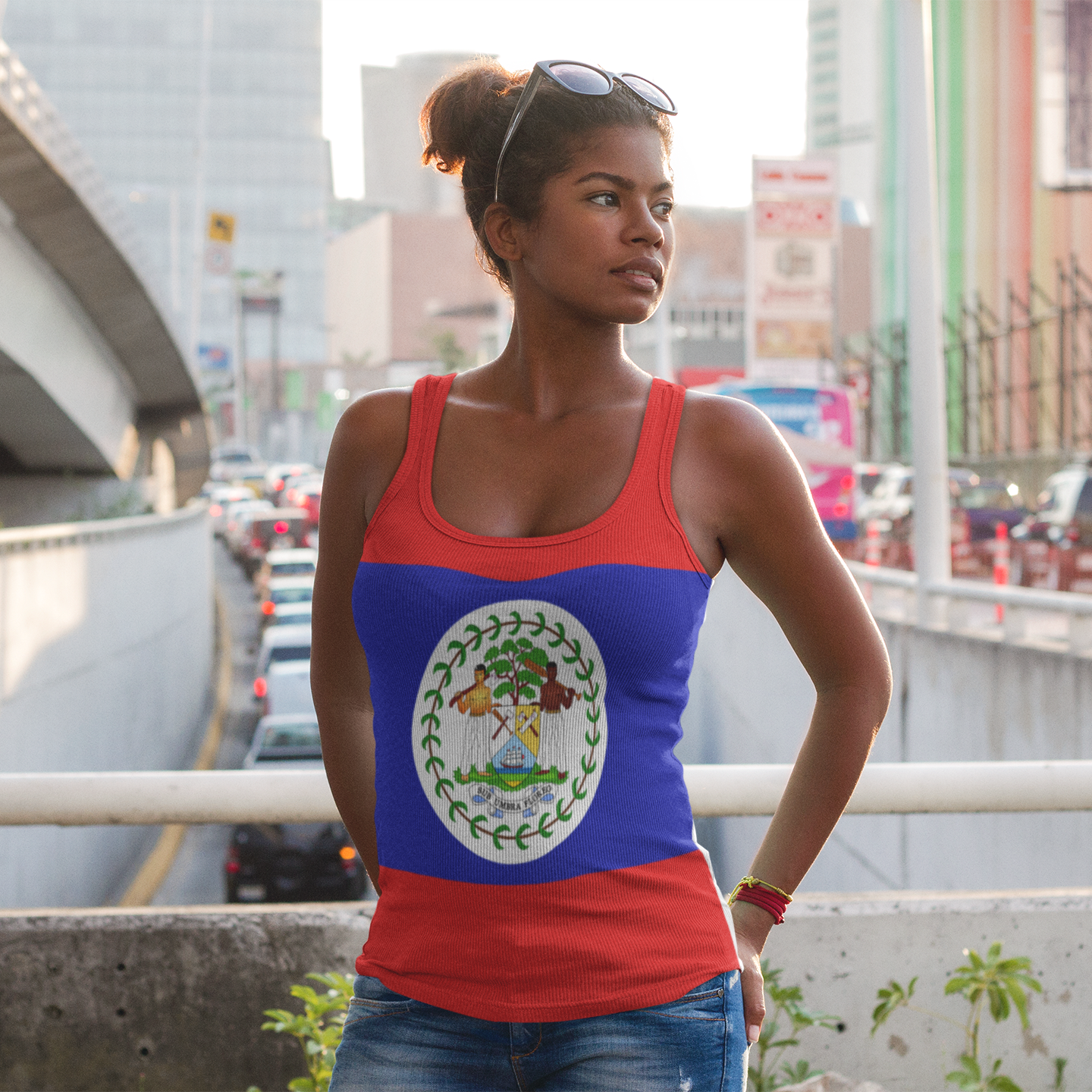 Belize Flag Women s Fitted Tank Top Properttees