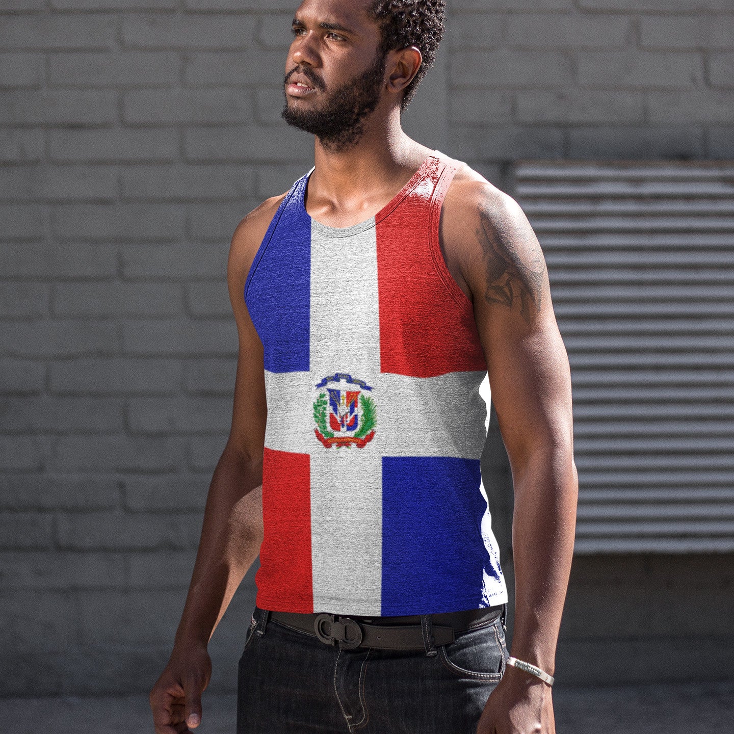 Dominican Republic Full Flag - Men's Tank Top