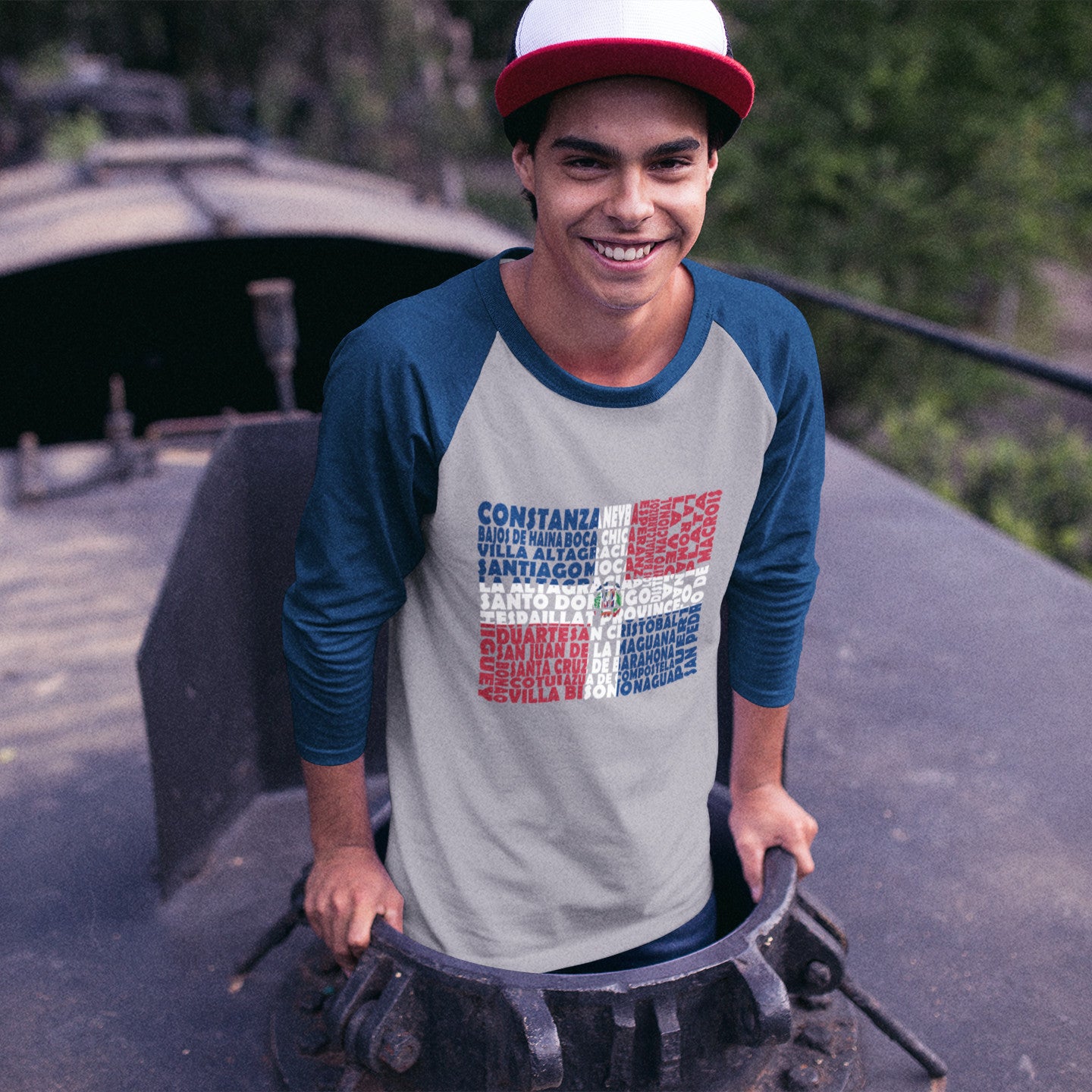 Dominican Republic Stencil - 3/4 sleeve unisex shirt