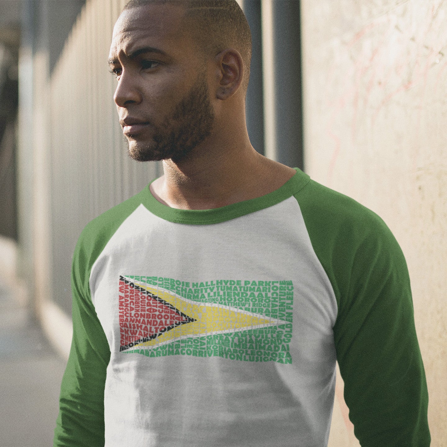 Guyana Stencil - 3/4 sleeve unisex shirt