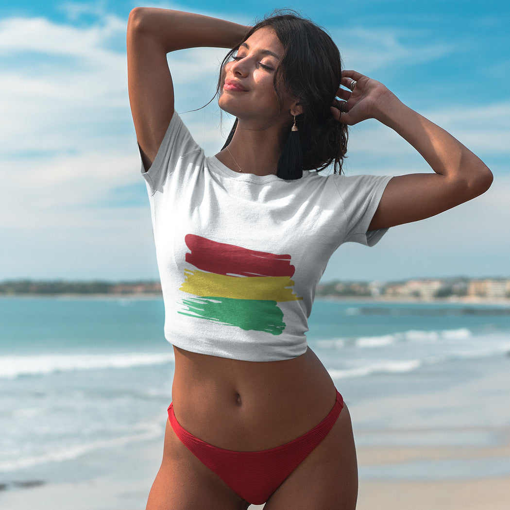 Ites, Gold and Green Paint - Women's Crop Top