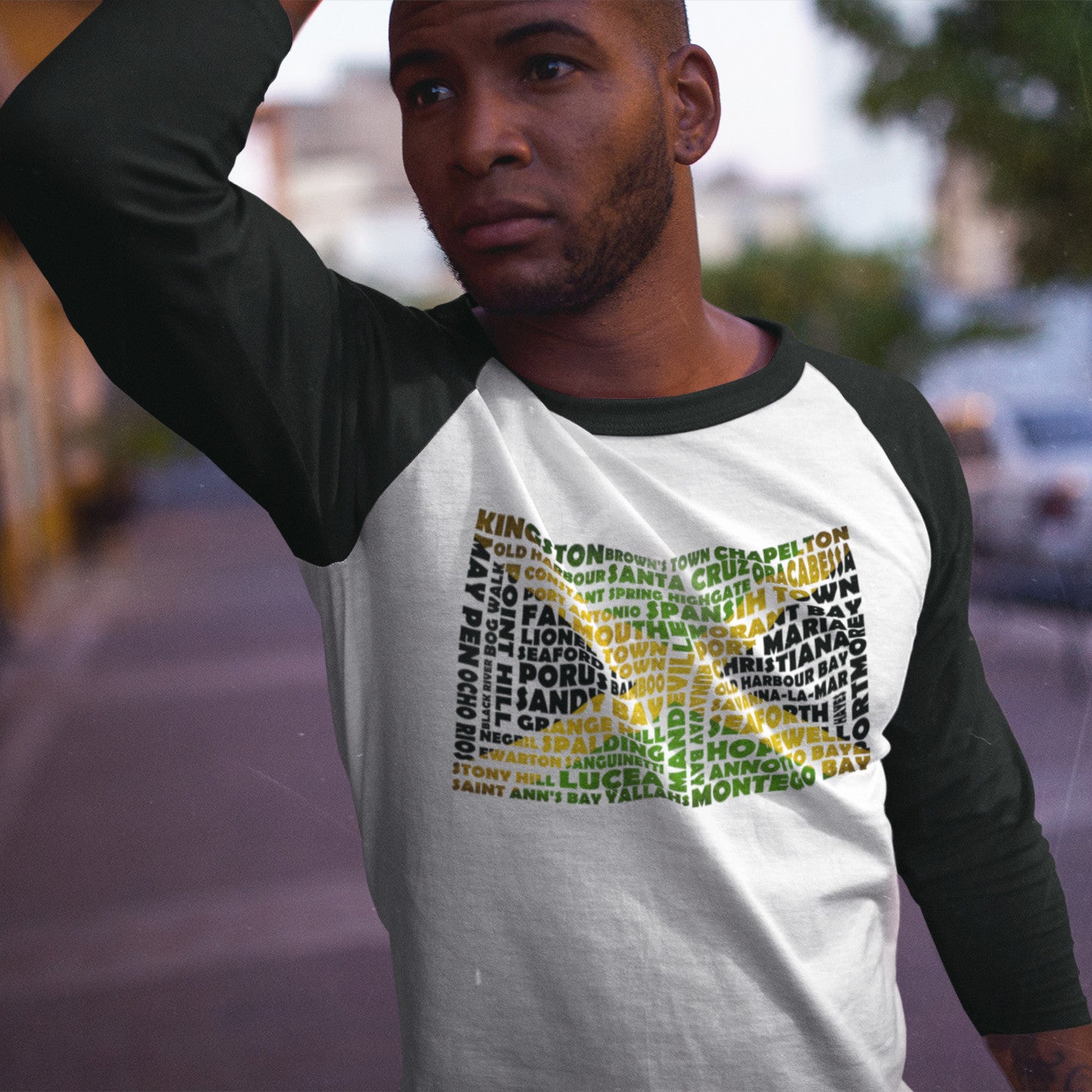 Jamaica Stencil - Unisex 3/4 sleeve shirt
