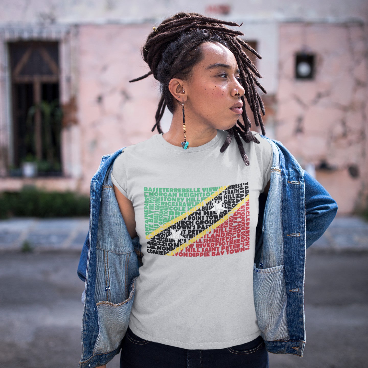 St. Kitts and Nevis Stencil - Women's short sleeve t-shirt