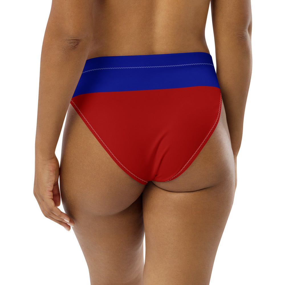 Haiti Flag - High Waist Bikini Bottom Non Reversible
