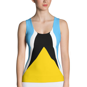 St. Lucia Flag - Women's Fitted Tank Top - Properttees