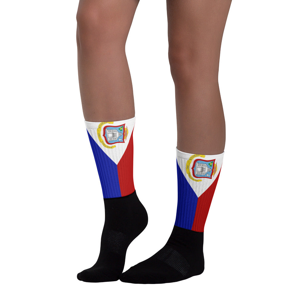 Sint Maarten Flag - Black foot socks