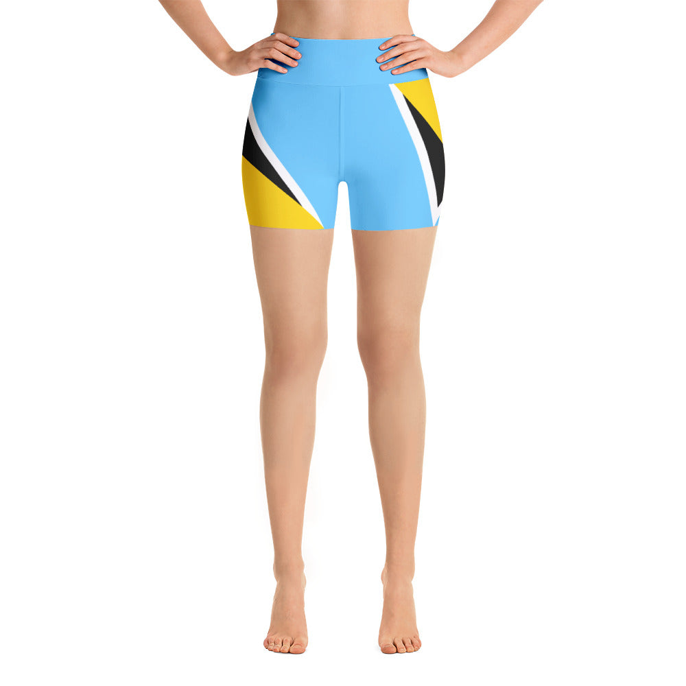 St. Lucia Flag - Yoga Shorts - Properttees