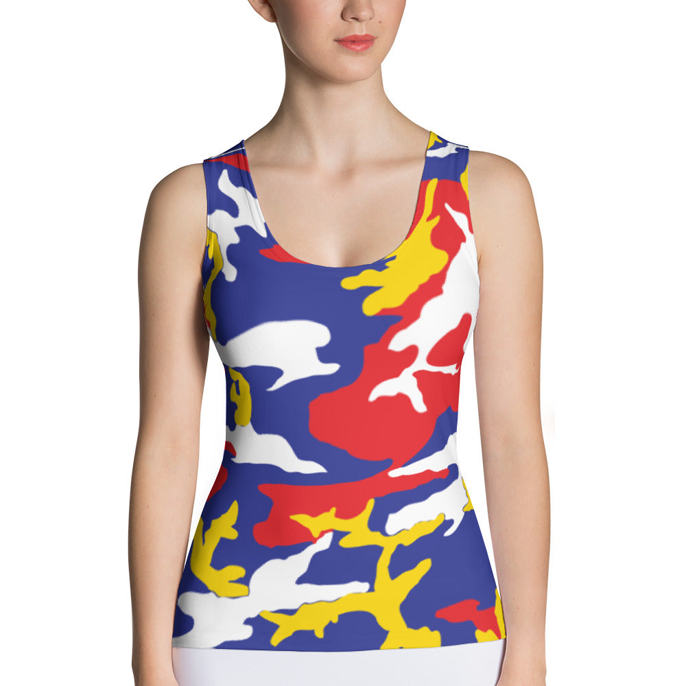 Turks and Caicos Camouflage - Women's Fitted Tank Top