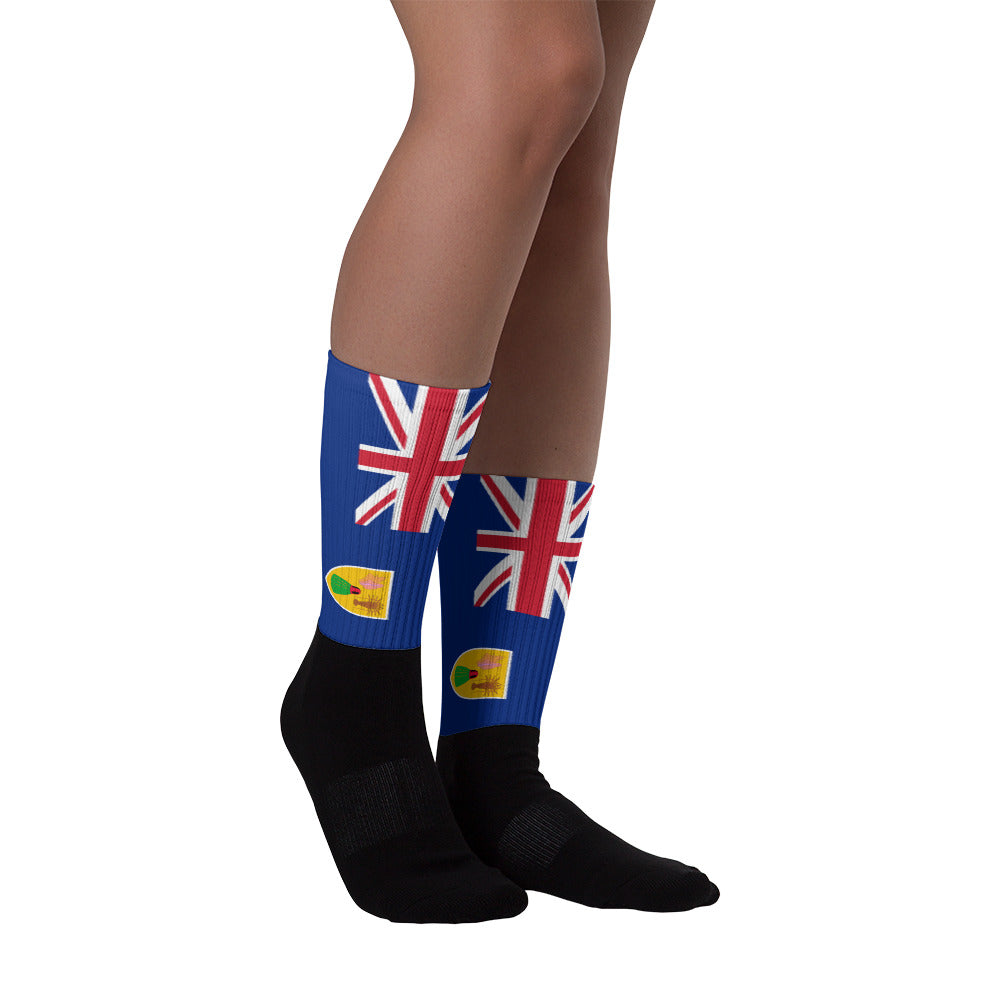 Turks and Caicos Flag - Black foot socks