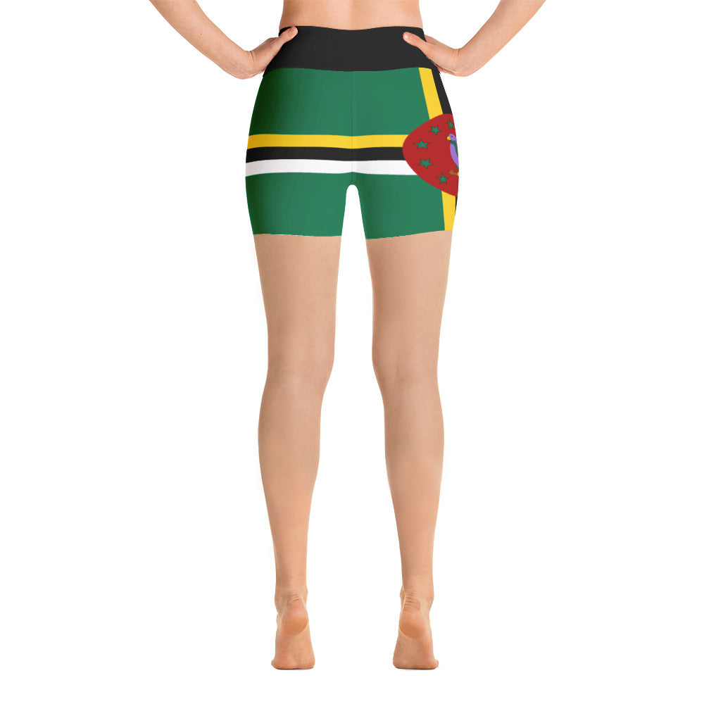 Dominica Flag - Yoga Shorts - Properttees