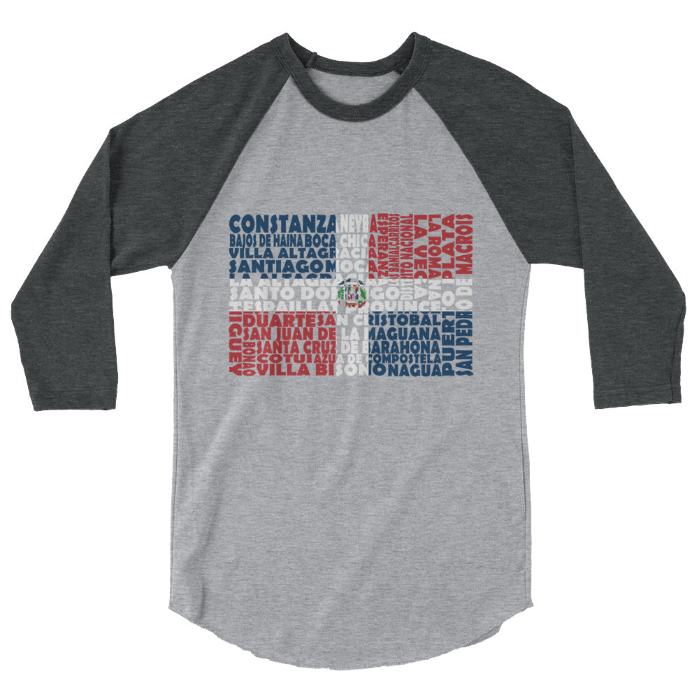 Dominican Republic Stencil - 3/4 sleeve unisex shirt