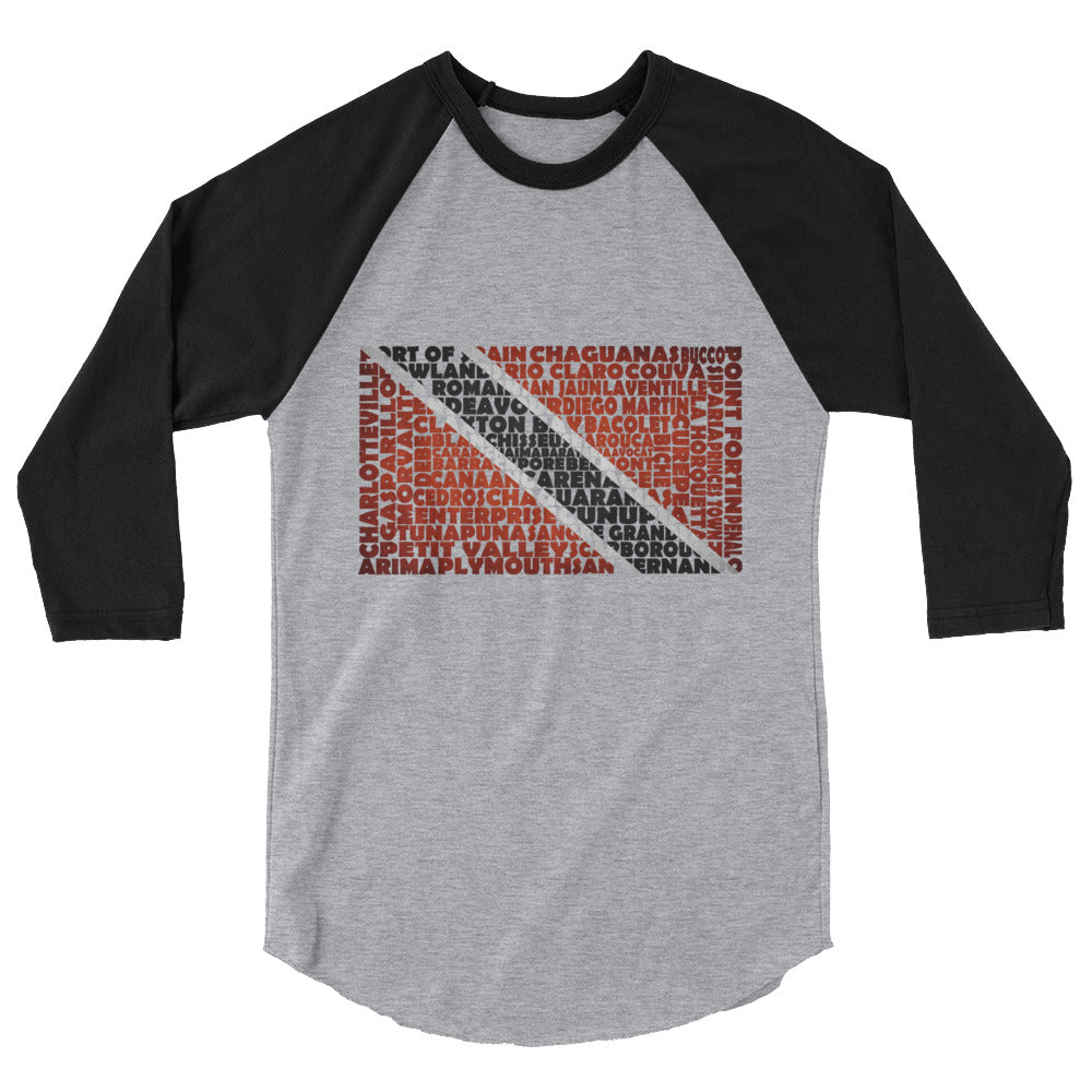Trinidad and Tobago Stencil - 3/4 sleeve unisex shirt