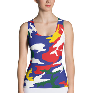 Cayman Islands Camouflage - Women's Fitted Tank Top - Properttees