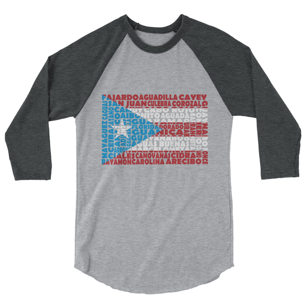 Puerto Rico Stencil - 3/4 sleeve unisex shirt