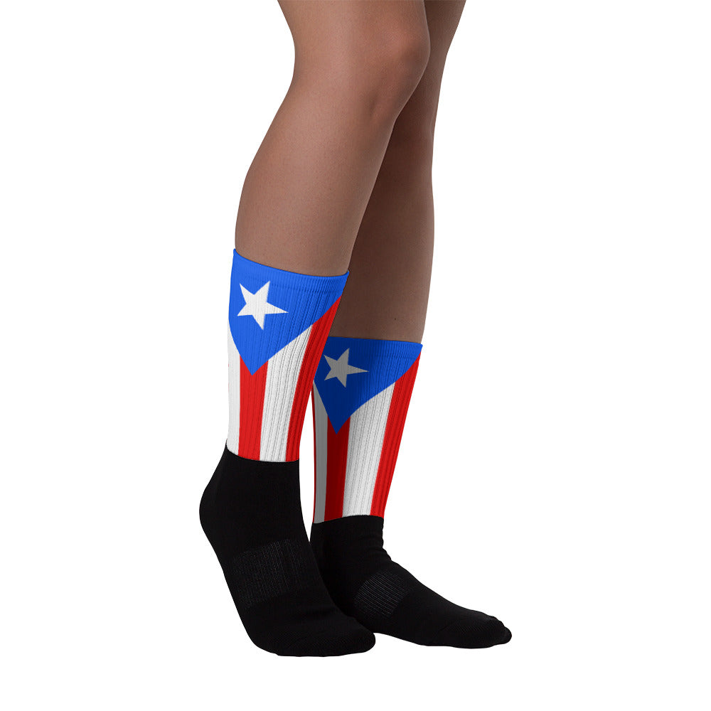 Puerto Rico Flag - Black foot socks