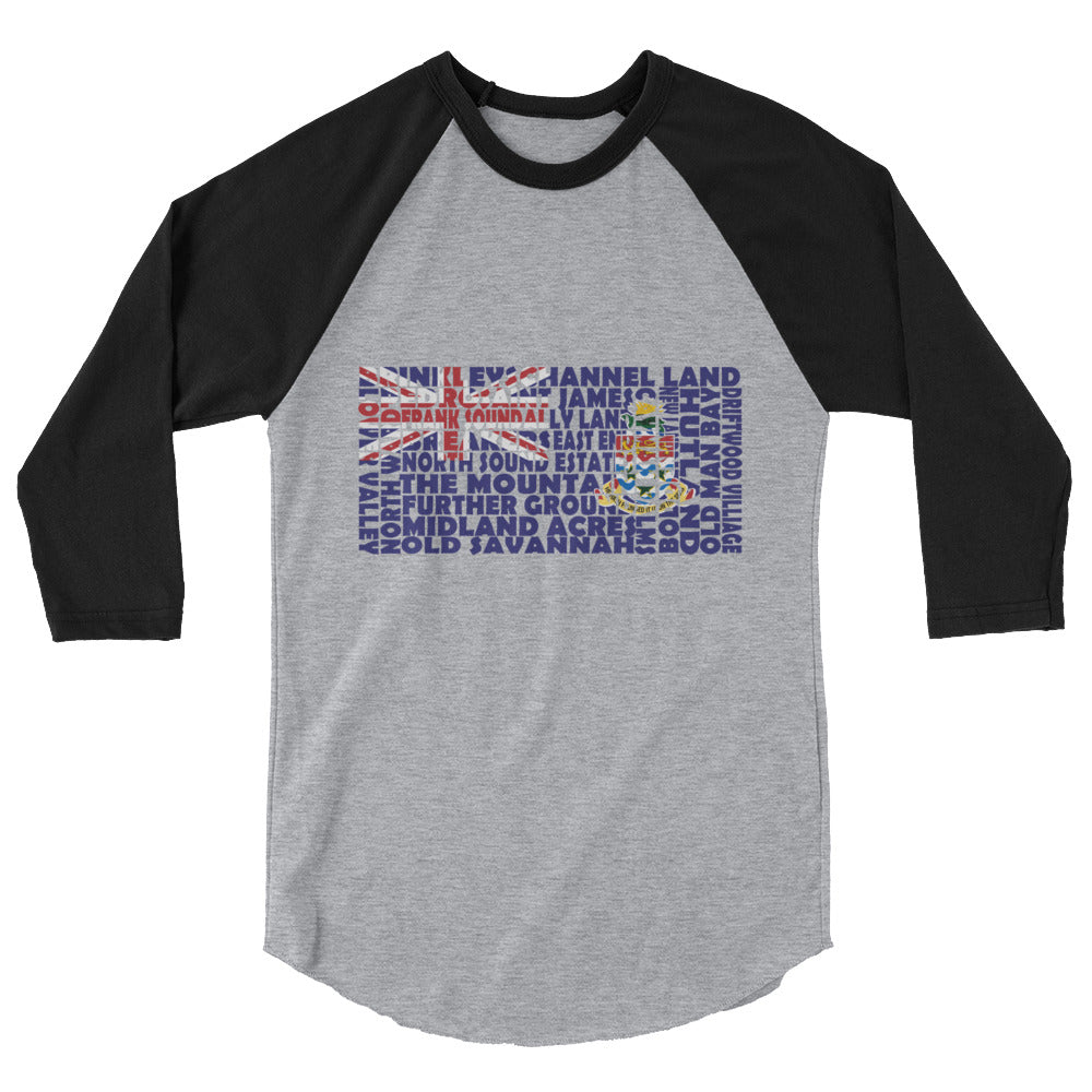 Cayman Islands Stencil - 3/4 sleeve unisex shirt