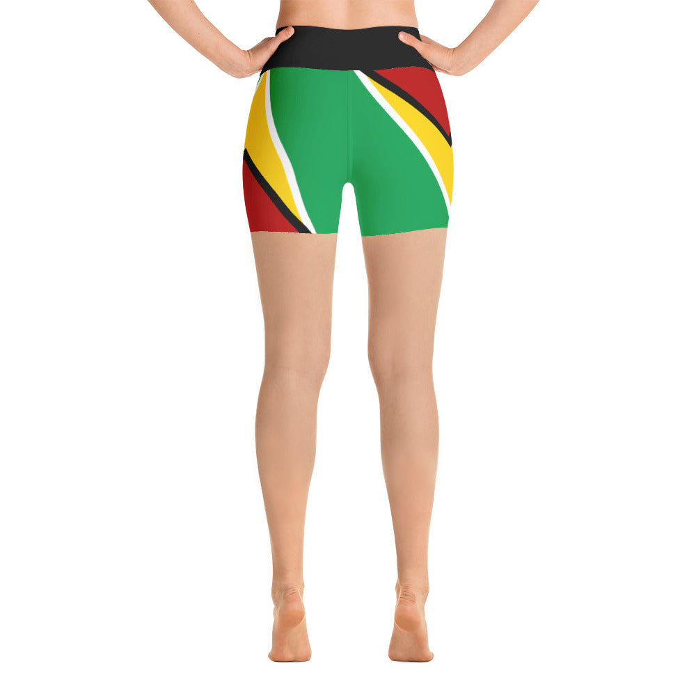 Guyana Flag - Yoga Shorts - Properttees